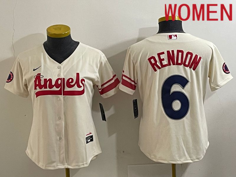 Women Los Angeles Angels 6 Rendon Cream City Edition 2024 Nike MLB Jersey style 1
